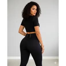 Calça Feminina Modeladora Cintura Alta Legging Inverno Montaria com Ilhós Levanta Bumbum