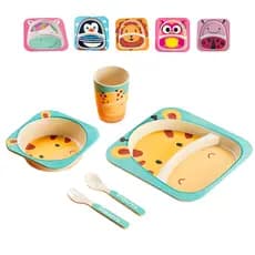 Kit Prato Infantil Bebe Pratinho Introdução Alimentar Copo e Talher Bambu