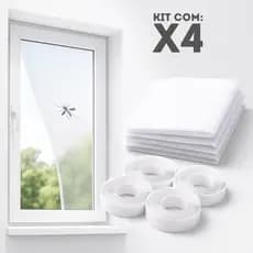 Kit 4 Tela Mosquiteiro Janela Anti Mosquito Inseto Pernilongo Ajustável