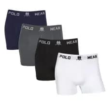 Kit 4 Cuecas Boxer Masculino Adulto - Cueca Box Masculina Polo Wear Microfibra Premium Original