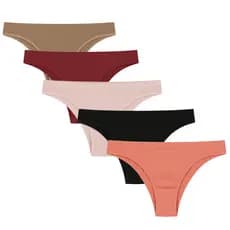 Kit com 5 Calcinhas Tanga Microfibra Com Forro - Conjunto Calcinha Confortável Lisa Sem Estampa