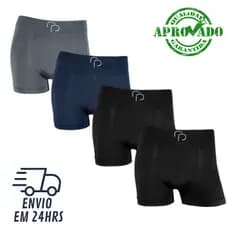 Kit Com 4 Cuecas Box Masculina Adulto - Cueca Boxer Masculino Rafa Parize Lisa