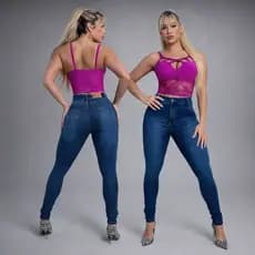 Calça Jeans Feminina Vintage Levanta Bumbum Cintura Alta Estilo Casual