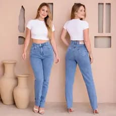 Calça Jeans Feminia  Marmorizada Premium Com Estilo 100% Mom Feminina de Brilho Strass