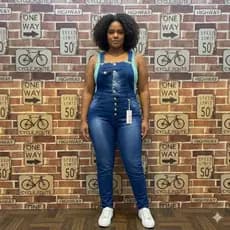 Macacão Jeans Jardineira Plus Size – Modelagem Perfeita
