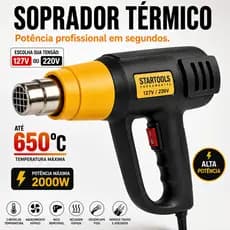 Soprador Térmico Profissional 2000W 650°C Ar Quente Envelopamento Remove Tinta Adesivos Bico Removível 127V/220V