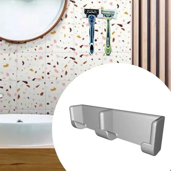 Suporte Porta Aparelho Barbear Multiuso Com Adesivo Acessórios Banheiro