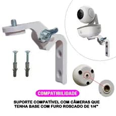 Suporte Articulado de Parede Câmera Babá Eletrônica TakTark Modelo BM915 BM811 e BM812 Com Rosca e Outras