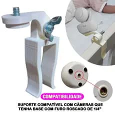 Suporte Articulado de Berço p/ Câmera Babá Eletrônica TakTark Modelo BM915 BM811 e BM812 Com Rosca