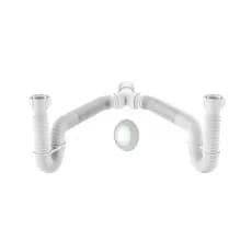 Sifão Duplo Sanfonado Extensível Censi 1,5M Branco