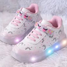 Tenis de Led Infantil Menina Kids Delicado para Passeios Escola Juvenil Luzinha Envio Imediato