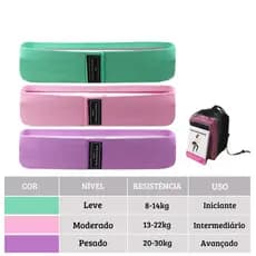 Conjunto de Faixas de Resistência para Pernas e Bumbum Esportes Quadril Tecido Resistente (3 peças)