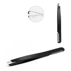 Pinça de Metal Preta Com Pente Para Sobrancelha Design