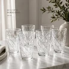 Conjunto 6 Copos de Vidro Porto Fino Long 420ml Resistente Dumiat Entrega FULL Mega Promoção!!!