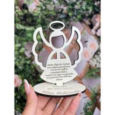 Lembrança Batizado Anjo MDF Branco 5 Unidades