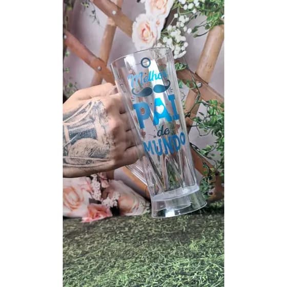 Kit 15 Canecas Slim Transparente Personalizada Dia dos Pais