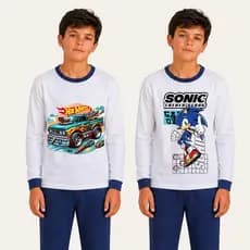 Kit 2 Conjuntos De Menino Infantil Suede Longo Masculino de Inverno Estampado