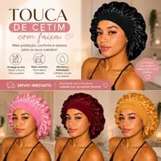 💞 Kit com 6Toucas de Cetim com Faixa Elástica Confortável para Todos Cabelos kit-3-ou-6-peças-ou-12-peças