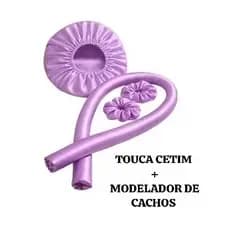 🔥 Kit  Touca de Cetim + Modelador de Cachos Sem Calor | Anti Friz Proteção Noturna Cacho Perfeitos