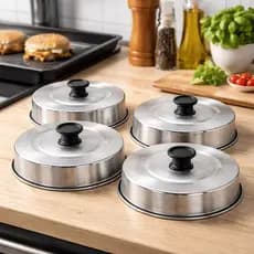 Abafador de Hambúrguer Tampa para Chapa Lanche Lanchonete – Acessório para Smash Burgers