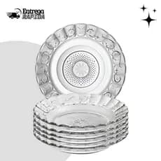 Kit com Até 18 Pratos Fundos Egípcios de Vidro 21,5cm – Design em Alto Relevo, Sofisticado e Moderno