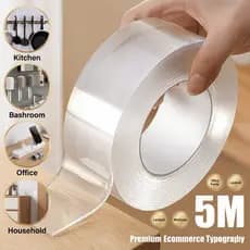 Fita Dupla Face Extra Forte Transparente NanoGel Silicone Mágica Adesiva Cola na Parede Móvel Porta