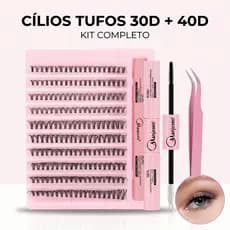 Conjunto De Cílios Postiços De Cluster Único De 200 Unidades Para Extensão Tufinho + Cola + Pinças