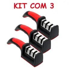Kit 3/2/1 Afiador De Facas 3 Niveis Amolador Em Aço Inox Profissional Afiação Rapida