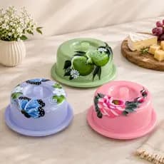 Queijeira Decorada Pintada A Mão Plástico Porta Queijos Servir Decoração Mesa Posta Organização Geladeira