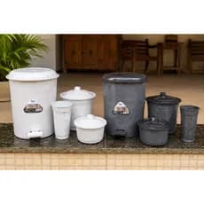 Kit Pia Cozinha C/ Lixeira De Pedal 14 Litros Marmorizado Kit Limpeza Organização Cozinha 4 Peças Plástico Kit De Pia