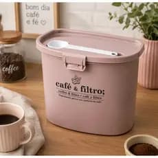 Porta Café E Filtro Decorado Com Colher 1,5l Organização Cozinha Decoração Cantinho Do Cafe Mesa Posta Plasútil