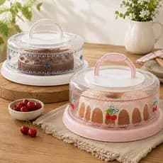 Boleira C/ Tampa Rosca E Alça Decorada Porta Bolo Redondo Decoração Mesa Posta Boleira Plastica Plasútil Servir Bolos