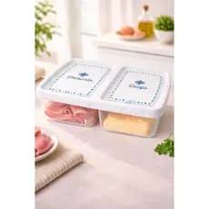 Porta Presunto E Queijo Pote Porta Frios Branco Marmorizado Organização Alimentos Geladeira Decoração Cozinha Plasútil