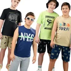 Kit 6 Peças 3 Conjunto Juvenil de Verão Masculino 10 ao 16 anos