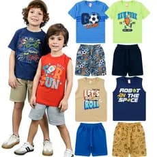 Roupa Infantil de Menino Kit 3 Conjuntos de Verão Infantil de Menino 1 ao 10 anos Envio Rápido