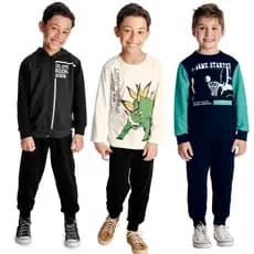 Kit Sortido 6 Peças Moletom Feminino e Masculin - Kit 3 Conjuntos de Moletom Feminino ou Masculino Conjunto Infantil de Inverno