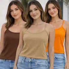 Camiseta Regata Feminina Malha Canelada Diversas Cores