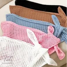 Lenço Bandana Tricot Ponto Crochê Tendência Verão Estiloso Elegante