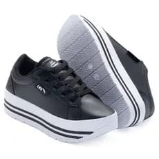 Tênis Feminino adulto plataforma casual leve e confortável na promoção preto branco nude