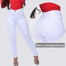 Calça Jeans Branca Feminina Lycra Elastano Cintura Alta Tecido Grosso Sem Transparência, perfeita p Enfermagem/Dentista