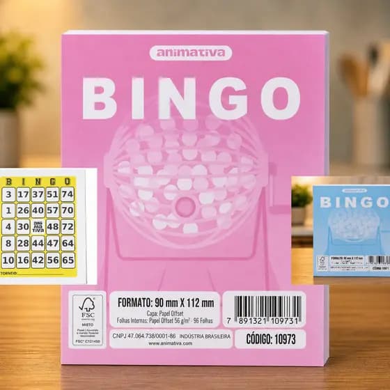 Cartela de Bingo Ótima qualidade 96 Folhas 4 opções de cores diversão garantida organizada.