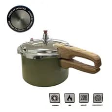 Panela de Pressão 7 Litros Fechamento Externo OU Max Chef Wood Indução 4,2L - Verde acinzentado