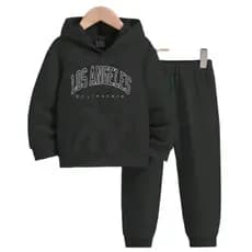 Conjunto Moletom Infantil Estampado Los Angeles Masculino e Feminino Algodão Peluciado Blusa Com Capuz