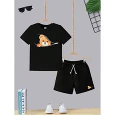 Kit Conjunto Infantil e Short  Camiseta Algodão Urso
