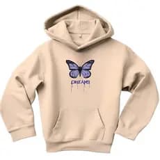 Moletom Infantil Estampado Borboleta Dreams Peluciado Blusa Com Capuz Canguru