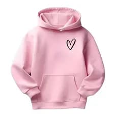 Moletom Infantil Estampado Coração Peluciado Blusa Com Capuz Canguru