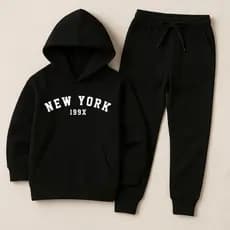 Conjunto Moletom Infantil Estampado New York Masculino e Feminino Algodão Peluciado
