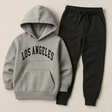 Conjunto Moletom Infantil Estampado Los Angeles Masculino e Feminino Algodão Peluciado