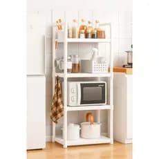 Estante Rack de Cozinha com 4 Prateleiras | Armário Multicamadas p/ Eletros + Porta Temperos e Utensílios