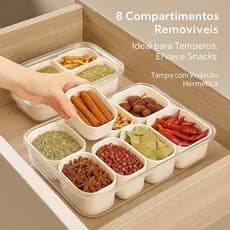 Kit 8 Potes Organizadores p/ Geladeira – Multiuso c/ Tampa e Alça, Ideal p/ Frutas e Verduras